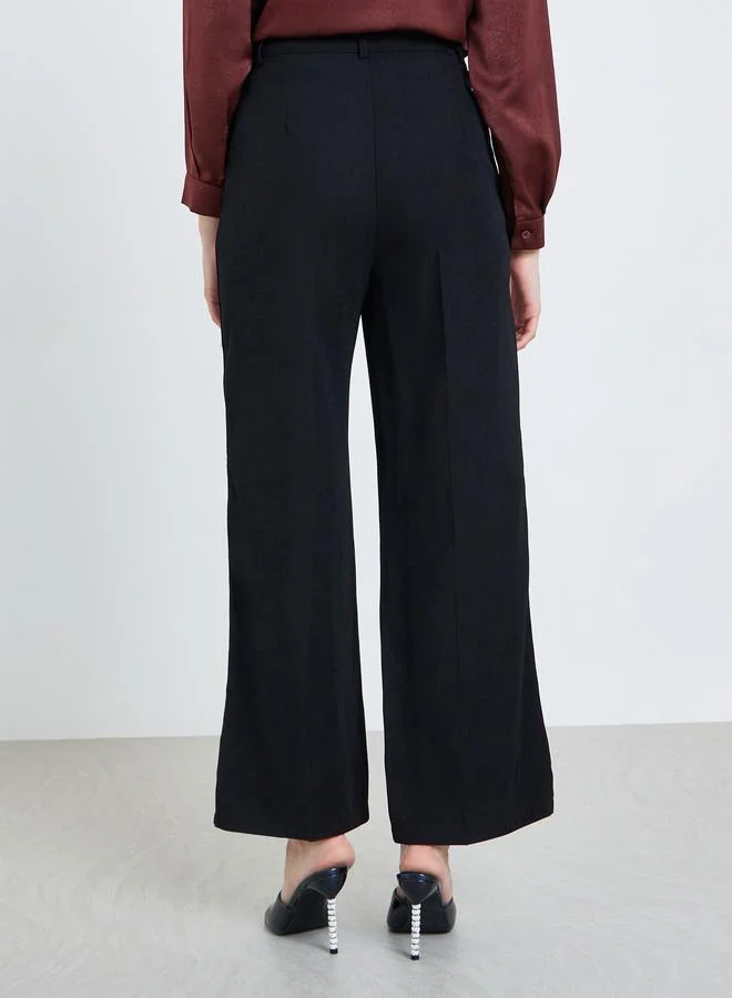 Styli  Women Black Wide Leg Trousers for Women | Best Price UAE
